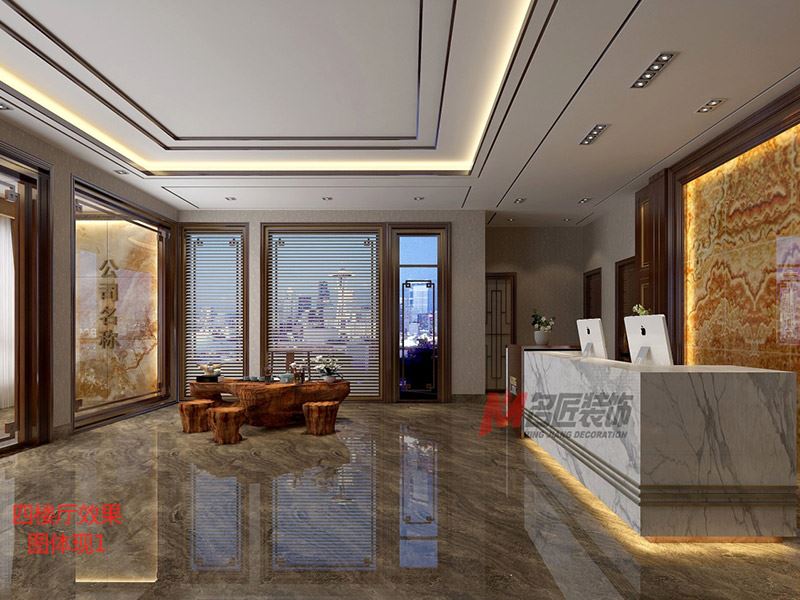 新中式风格室内18新利登录(中国)有限公司-文萃路工装办公室460平米