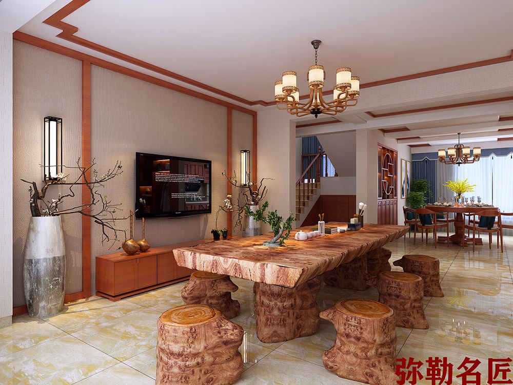 新中式风格室内18新利登录(中国)有限公司-盛世家园复式240平米