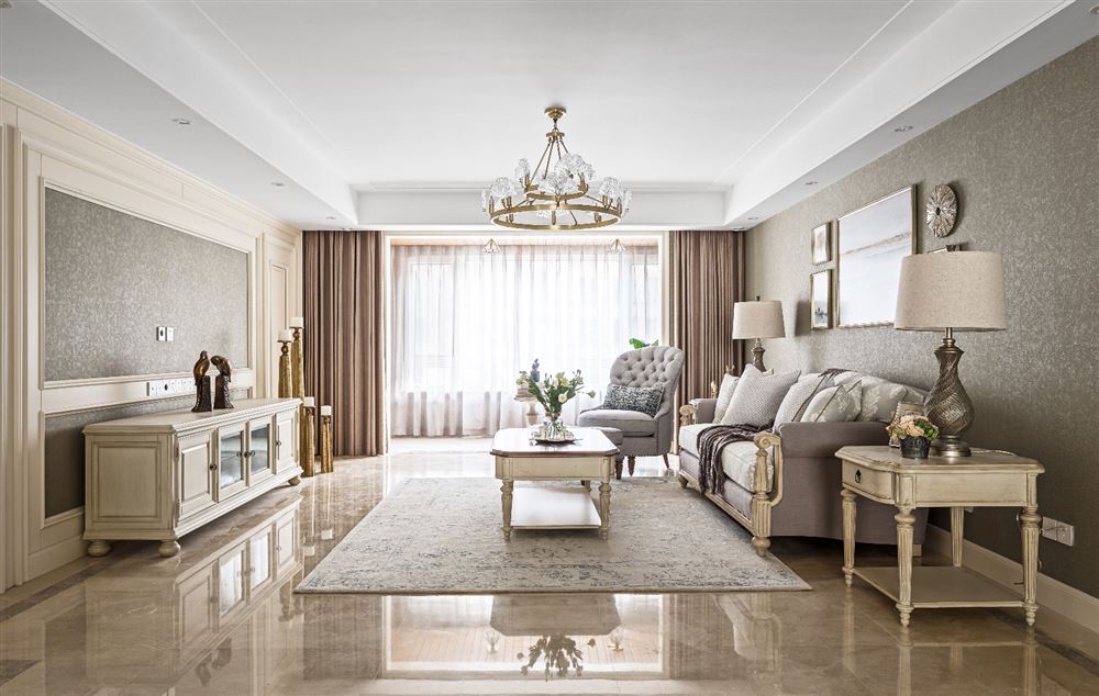 四季豪庭123平米三居-美式风格家装设计室内18新利登录(中国)有限公司