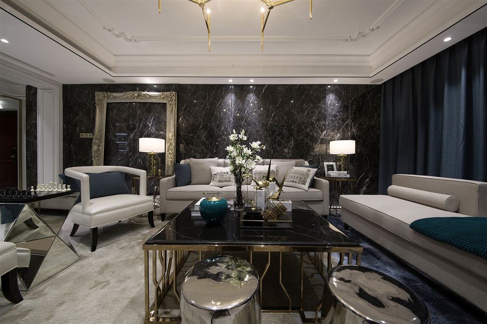 锦达豪庭三居150平方米-现代欧式风格家装设计室内18新利登录(中国)有限公司
