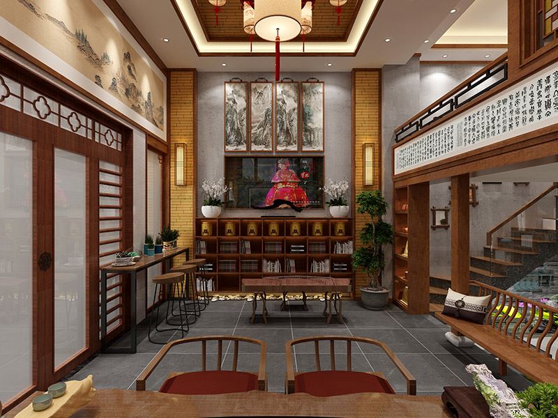 新古典风格室内18新利登录(中国)有限公司-华茶书轩私人会所180平米