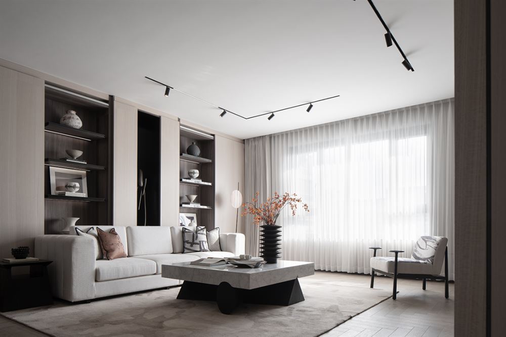 室内装修北滘海琴水岸178平方米平层-现代简约黑白灰风格室内设计家装案例