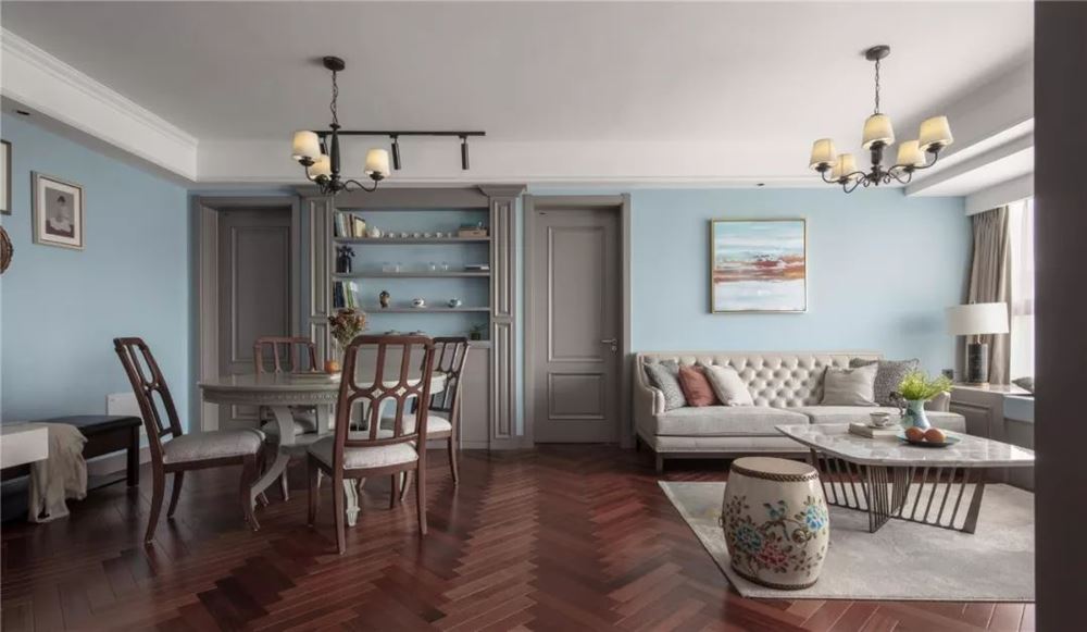 嘉怡苑130平米三居-美式复古风格家装设计室内18新利登录(中国)有限公司