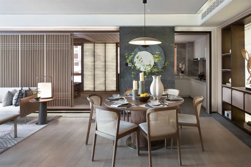 东汇城150平米三居-新中式风格家装设计室内18新利登录(中国)有限公司