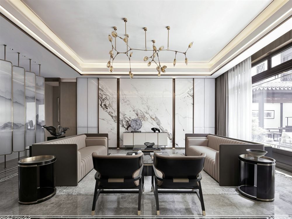 美嘉华庭155平方米四居-新中式风格家装设计室内18新利登录(中国)有限公司