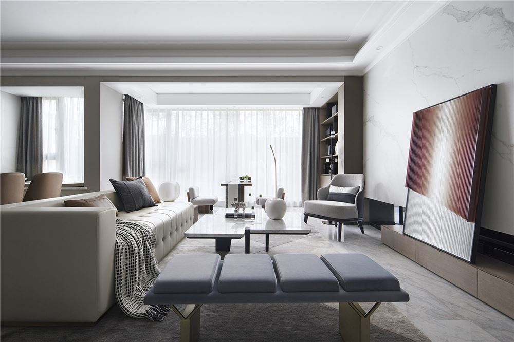 豪园小区98平米三居-现代简约风格家装设计室内18新利登录(中国)有限公司