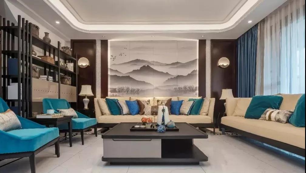 装修案例新中式风格室内18新利登录(中国)有限公司-客厅