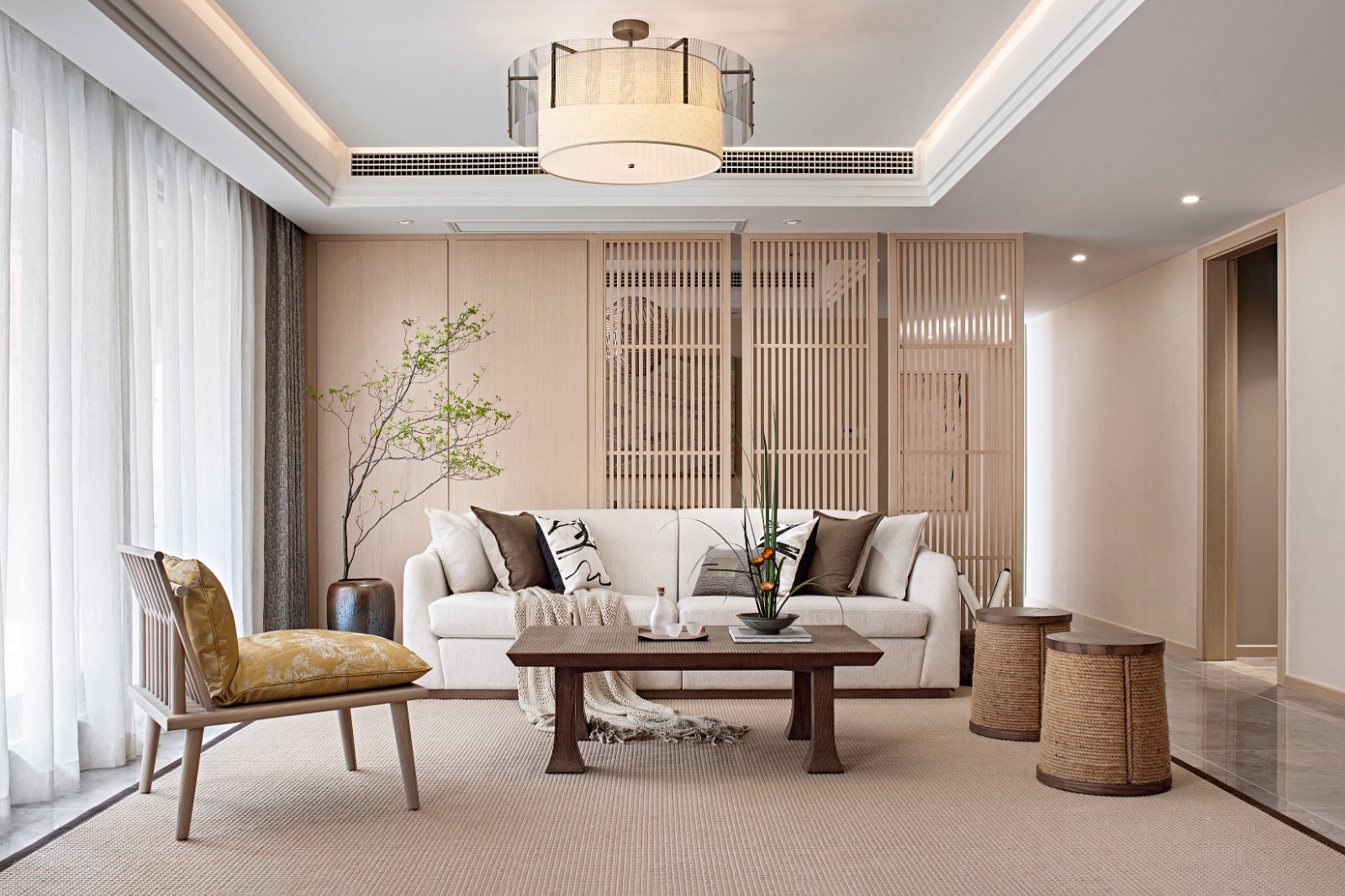 日式禅意风格家装设计别墅18新利登录(中国)有限公司-客厅