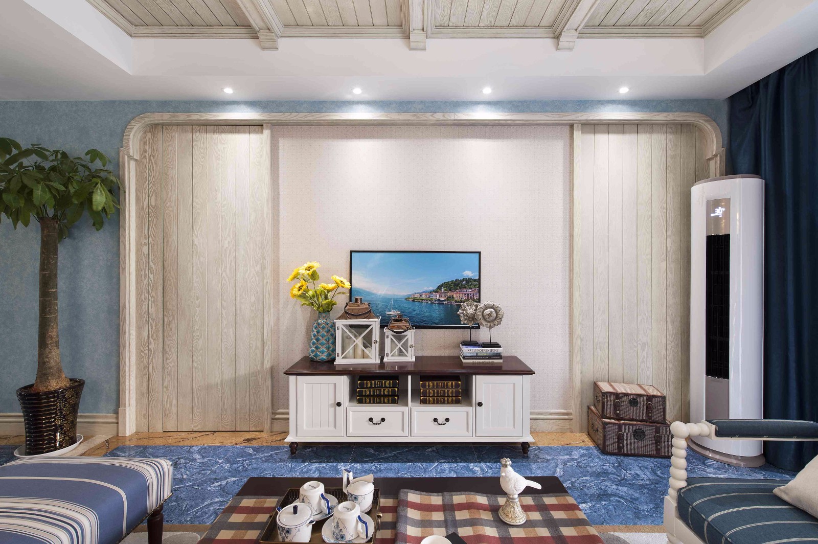 地中海风格家装设计室内18新利登录(中国)有限公司-客厅电视背景墙