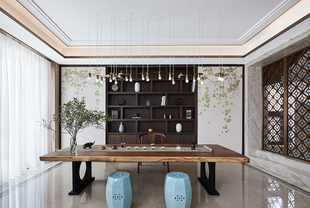 新中式风格家装设计别墅18新利登录(中国)有限公司-茶室