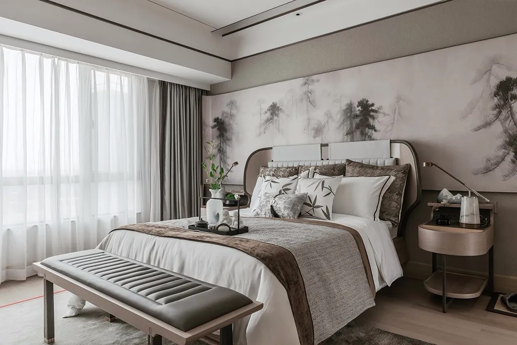 新中式风格家装设计室内18新利登录(中国)有限公司-卧室