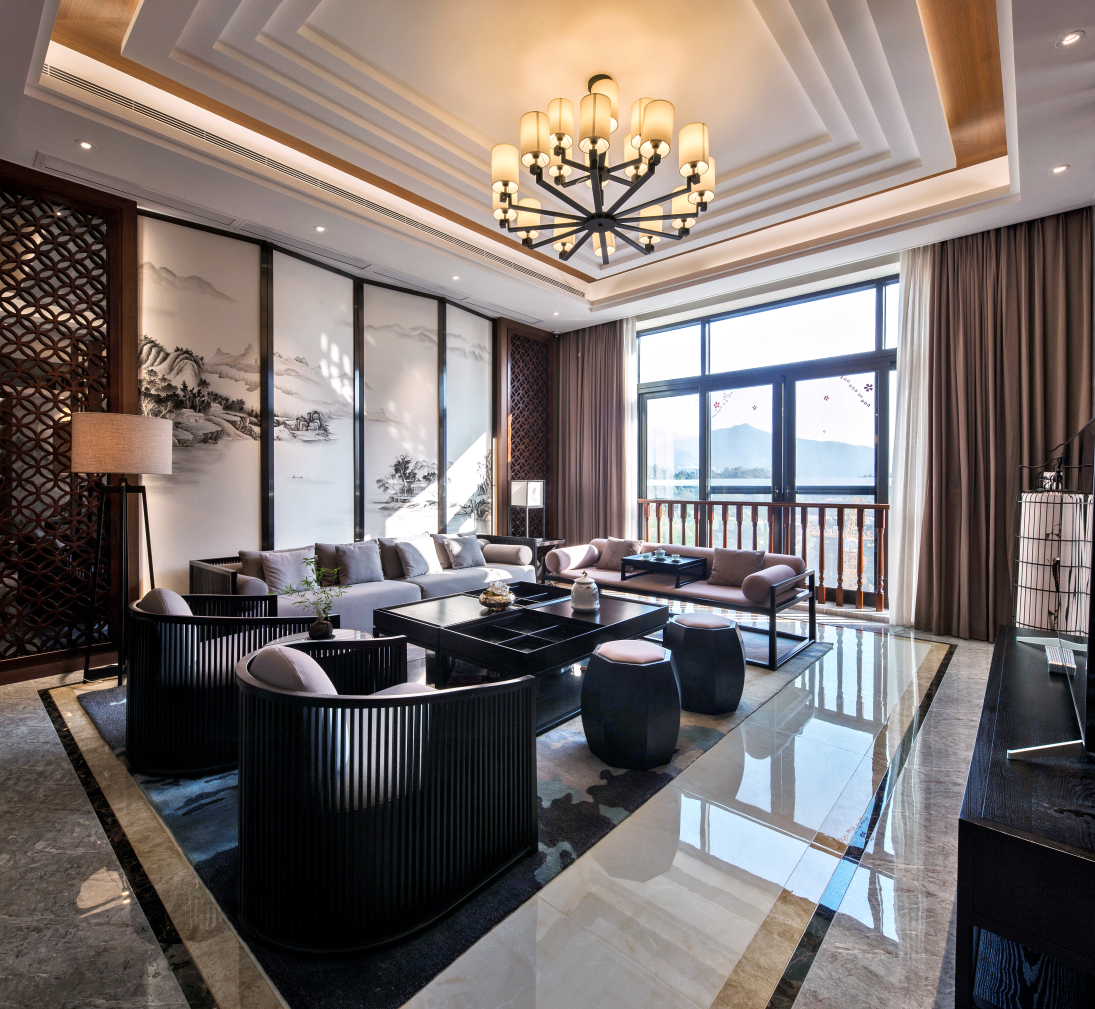 新中式风格家装设计室内18新利登录(中国)有限公司-客厅