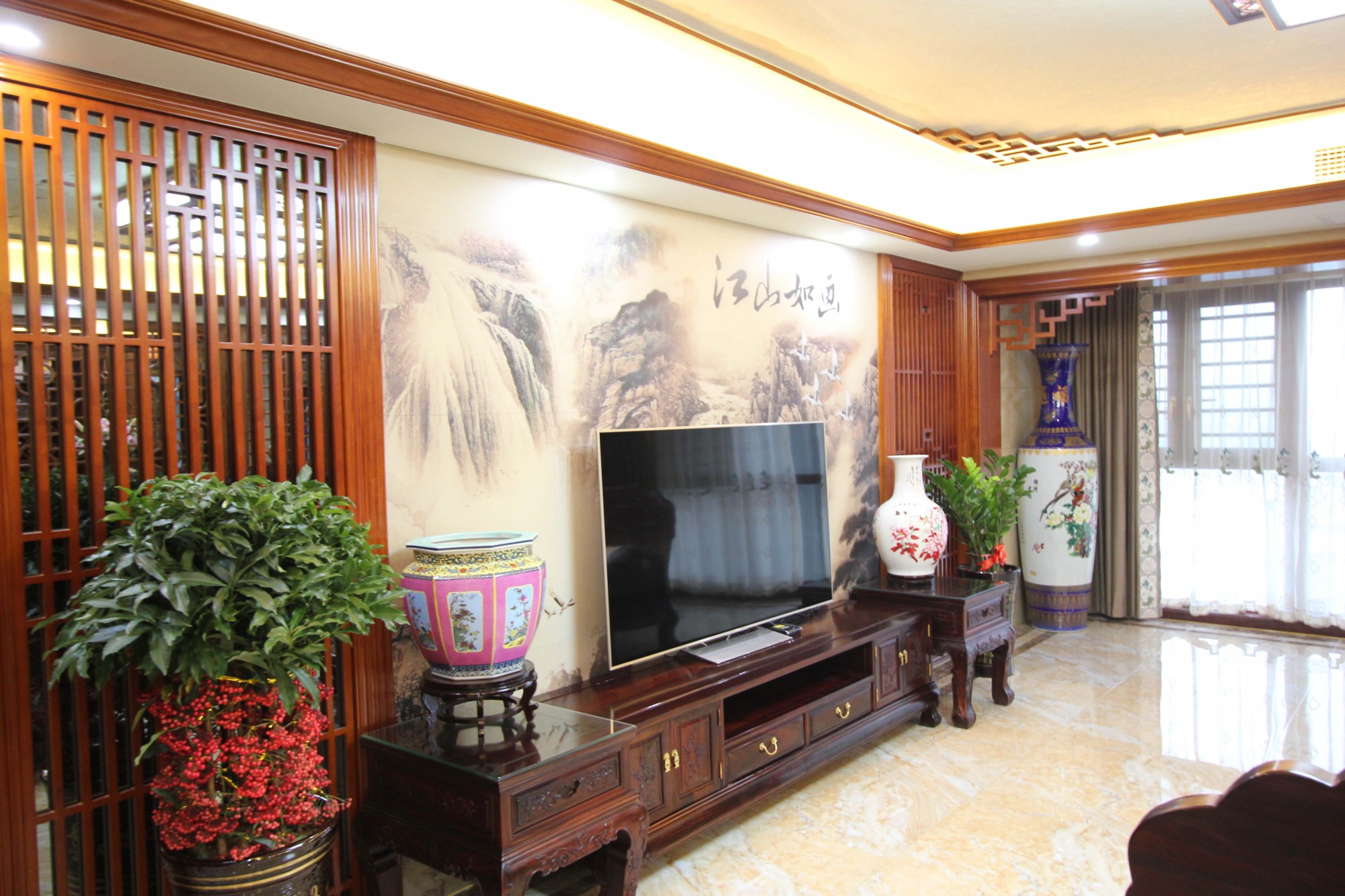 新中式风格室内18新利登录(中国)有限公司-绵阳中式金谷大厦五居190平米