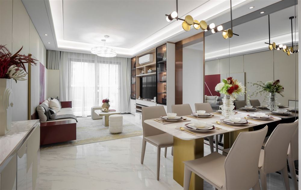 室内装修万科水晶城112平米三居-现代轻奢风格室内设计家装案例