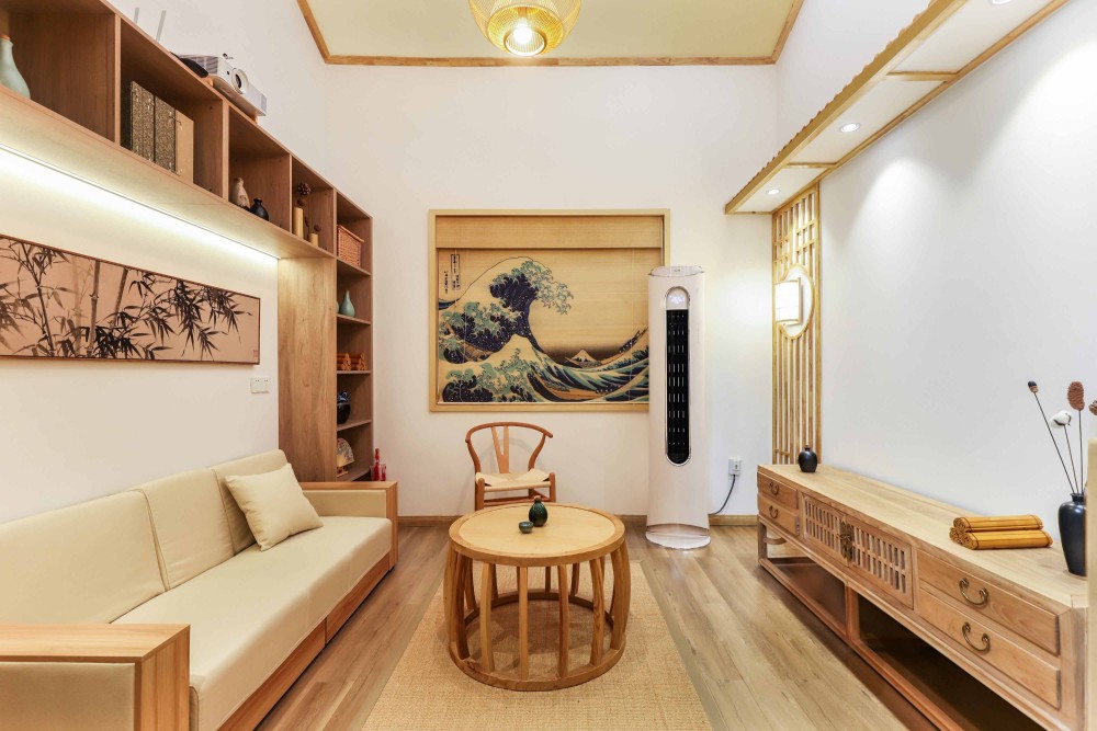 日式风格复式公寓室内家装案例效果图-客厅