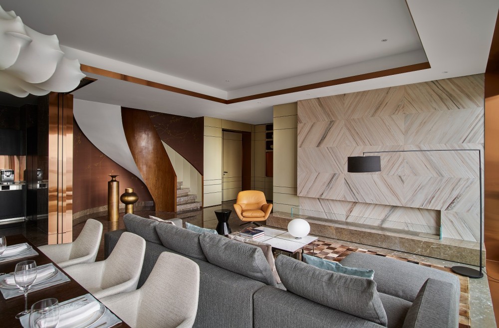 古典轻奢混搭风格室内设计家装案例-客厅